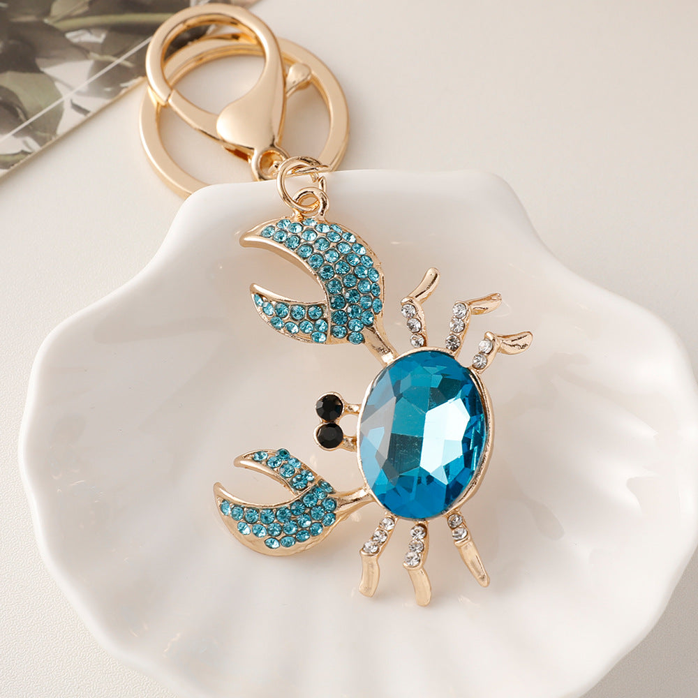 Wholesale Diamond-encrusted Metal Small Crab Stand Key Chain